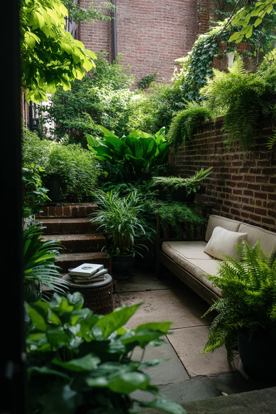 Courtyard Oasis with Tiered Containers