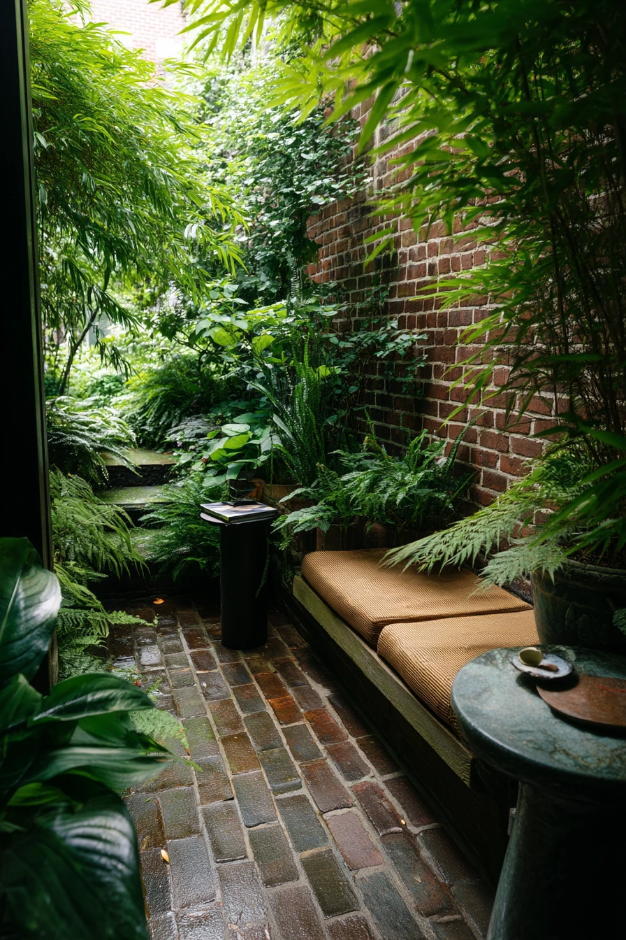 Courtyard Oasis with Tiered Containers
