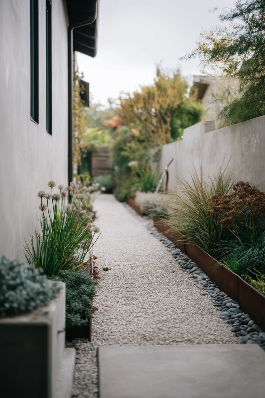 Minimal Side Yard with Clean Tiered Lines