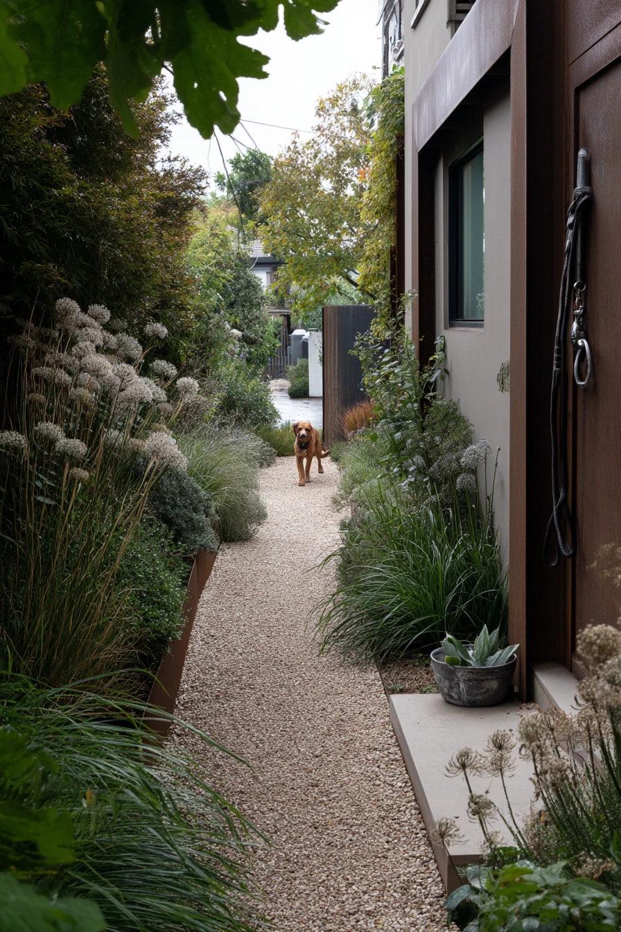 Minimal Side Yard with Clean Tiered Lines