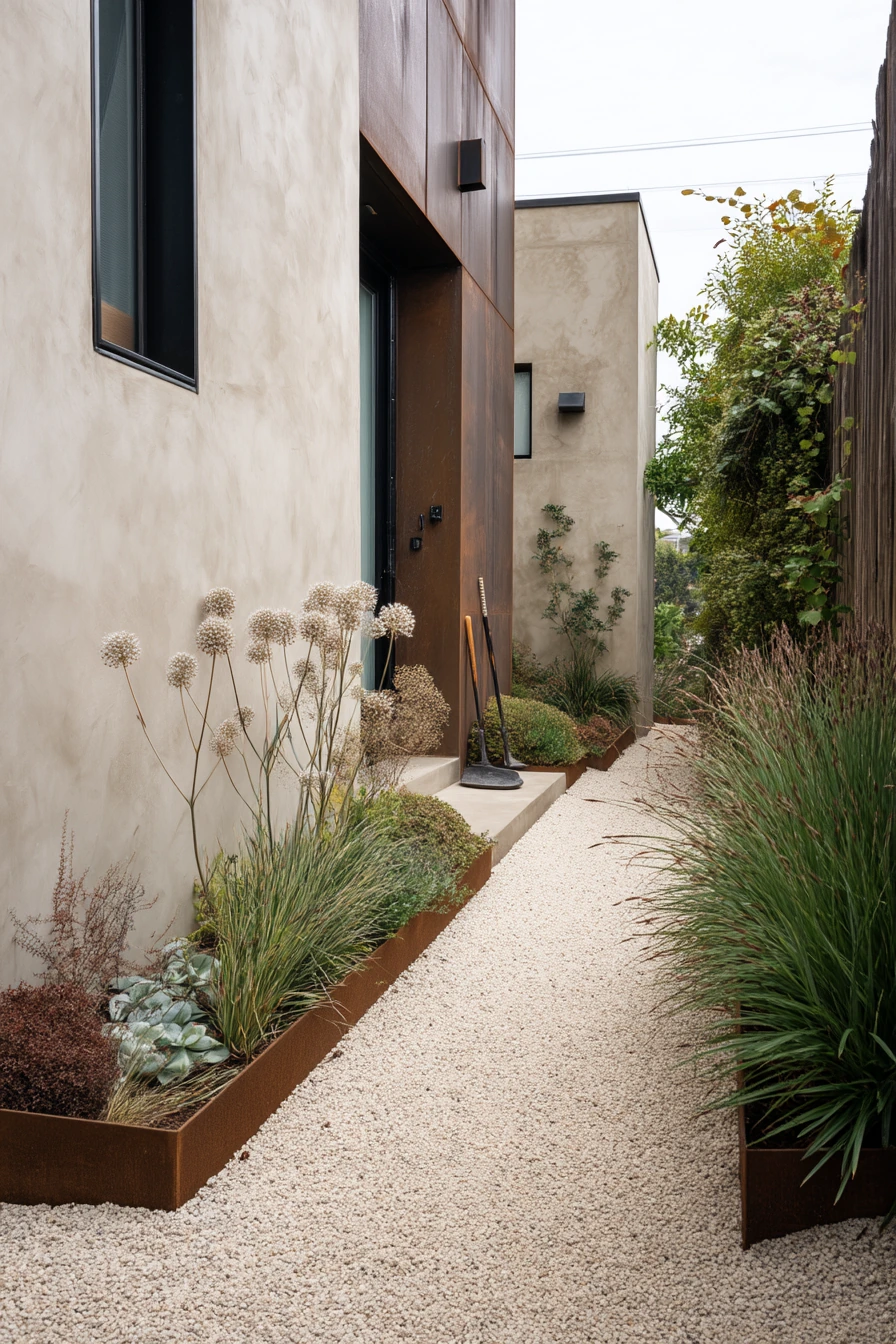 Minimal Side Yard with Clean Tiered Lines