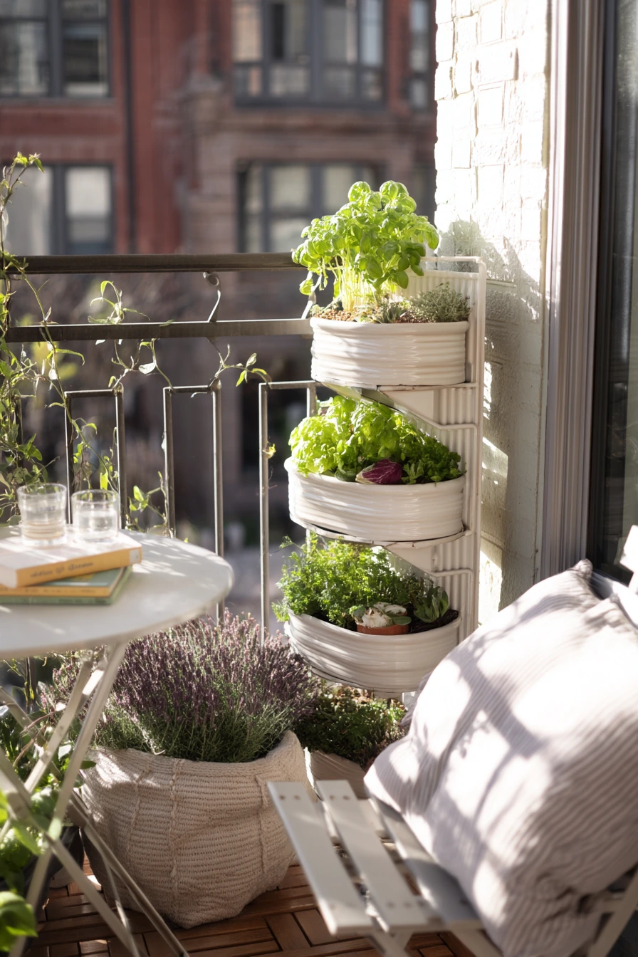 Renter-Friendly Balcony Tiered Planter Setup