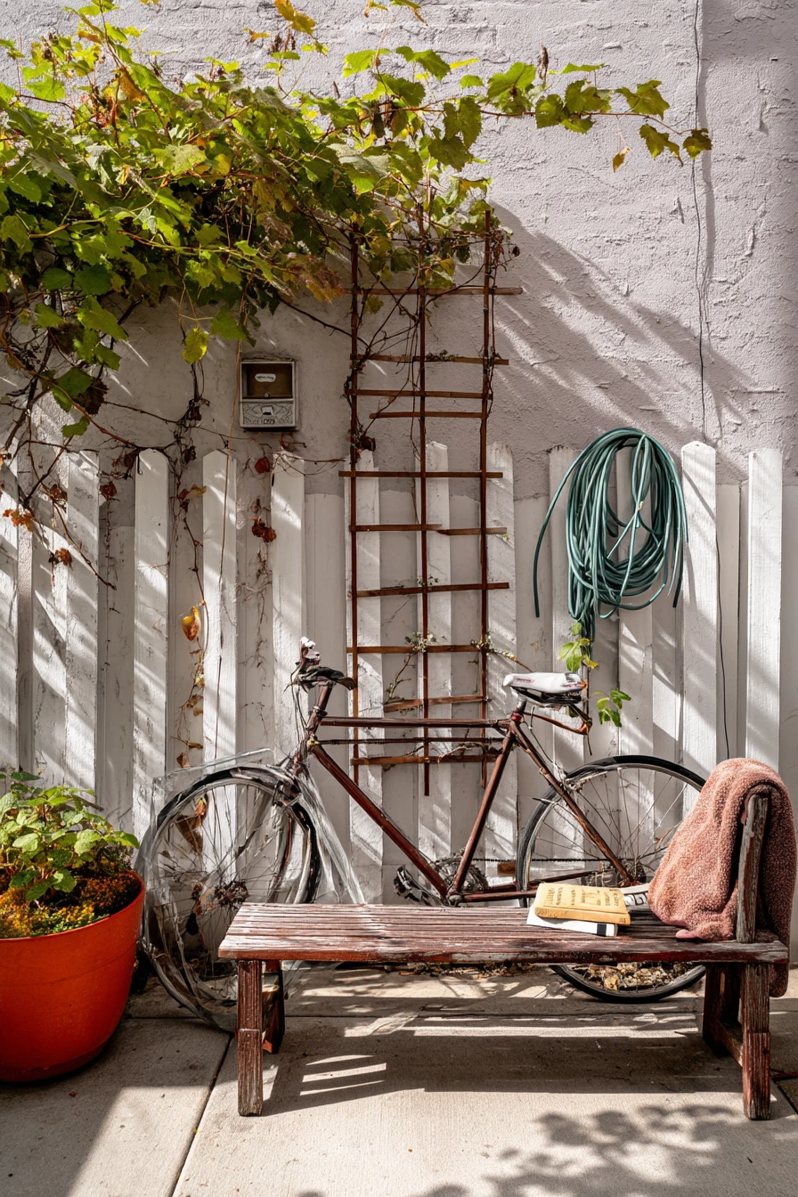 Vertical Trellis Along a Narrow Side Yard