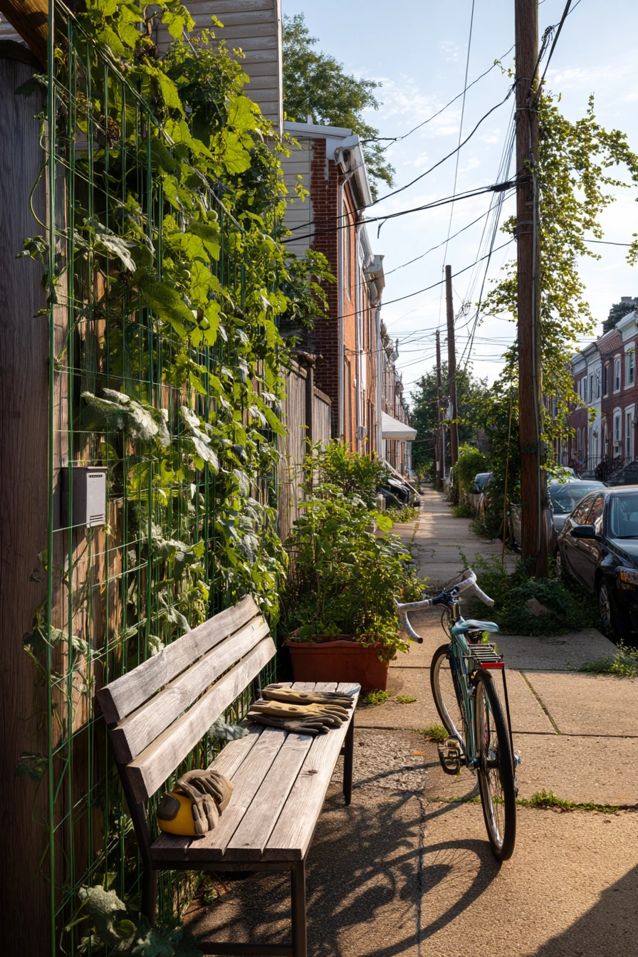 Vertical Trellis Along a Narrow Side Yard