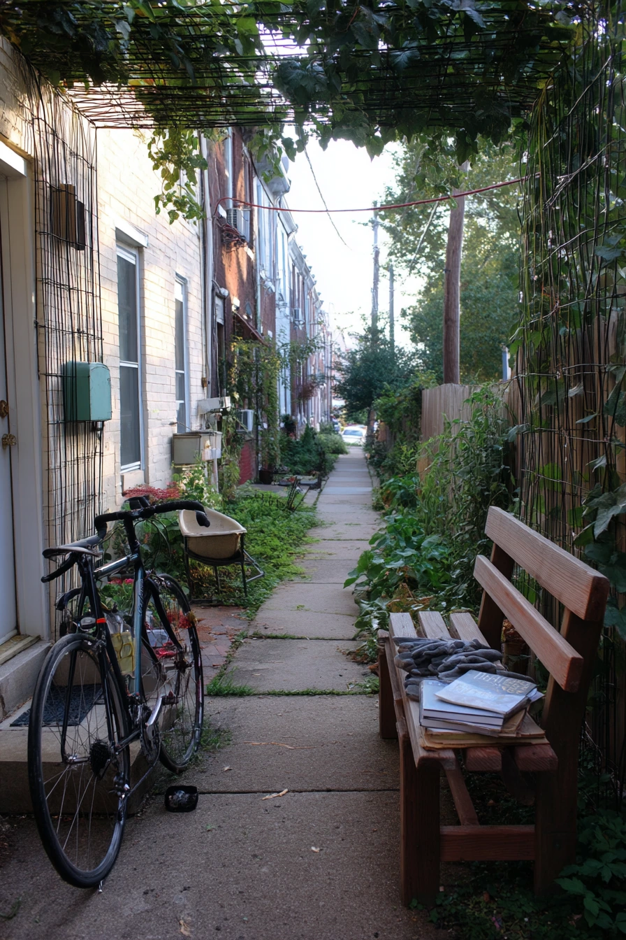 Vertical Trellis Along a Narrow Side Yard