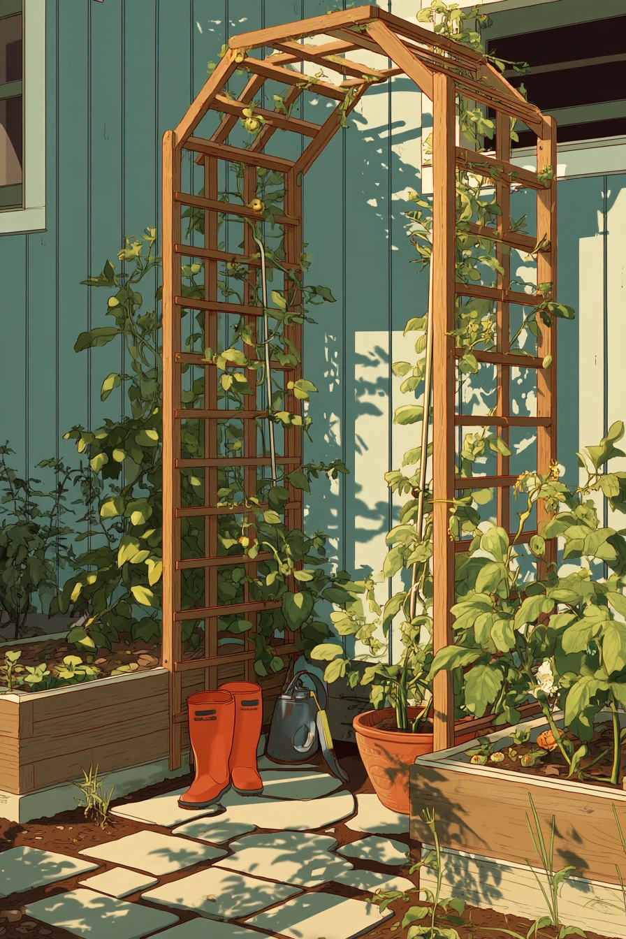 Small Backyard Cattle Panel Trellis