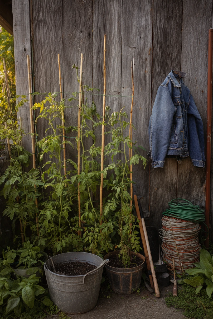 Budget Stake Trellis Beside a Shed