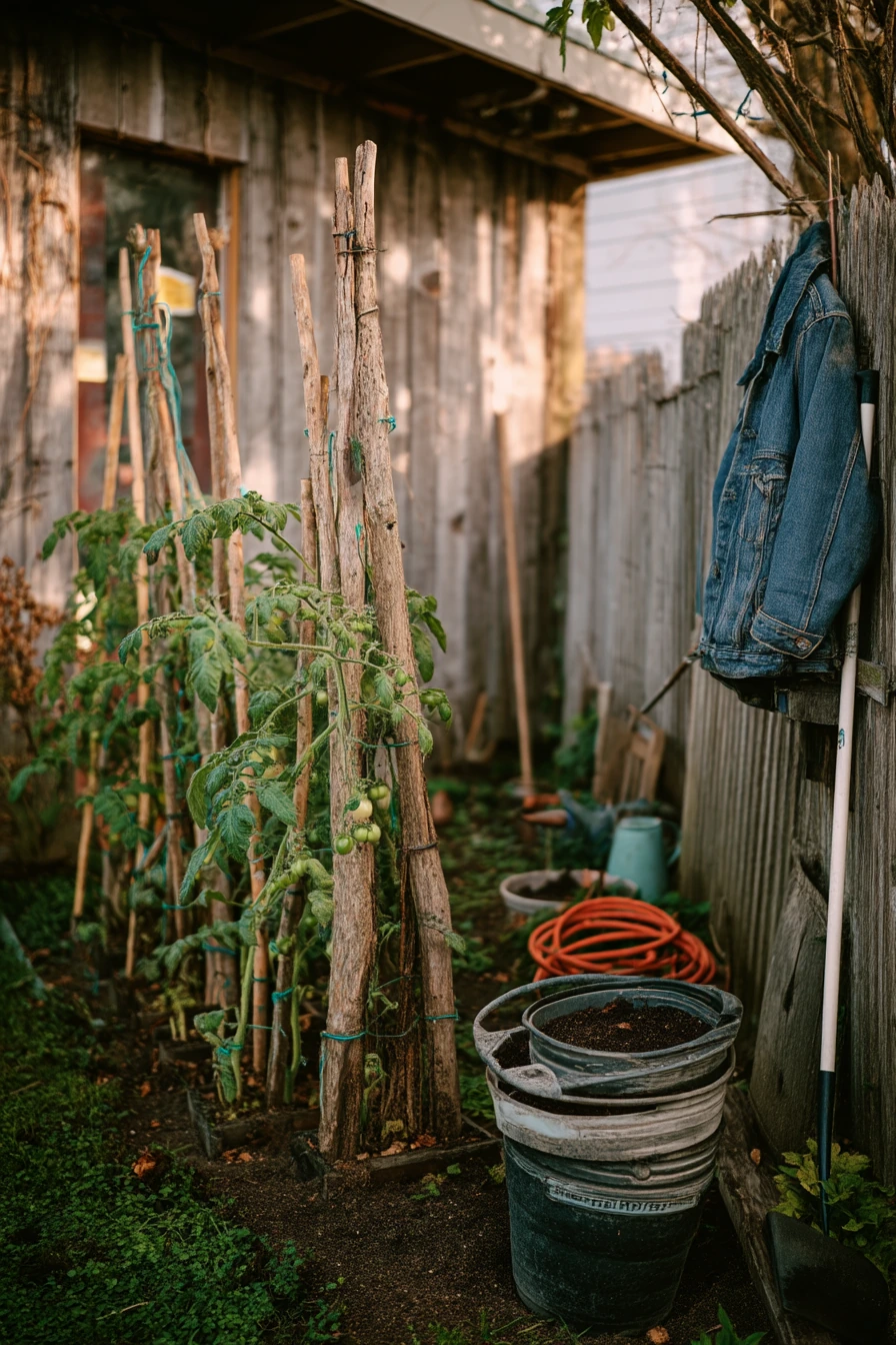 Budget Stake Trellis Beside a Shed