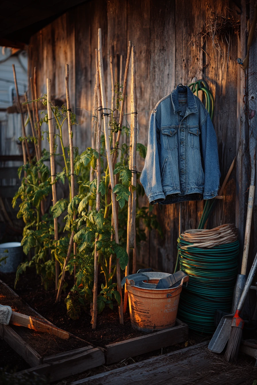 Budget Stake Trellis Beside a Shed