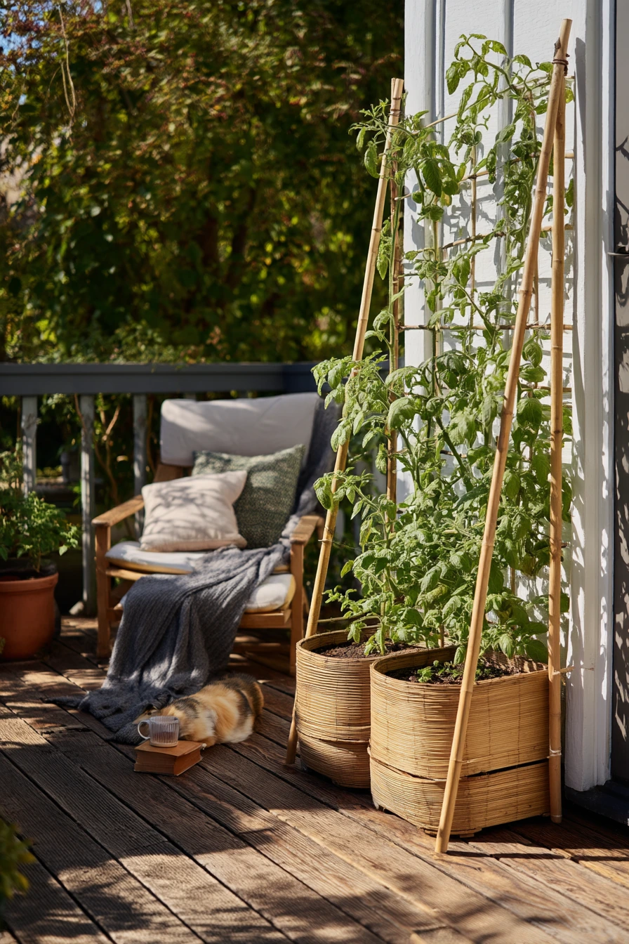Container Garden Trellis on a Sunny Deck