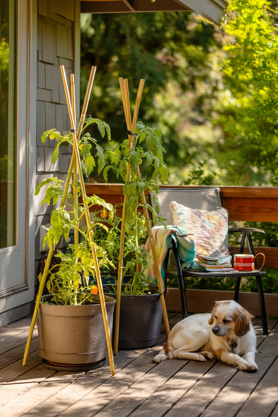 Container Garden Trellis on a Sunny Deck