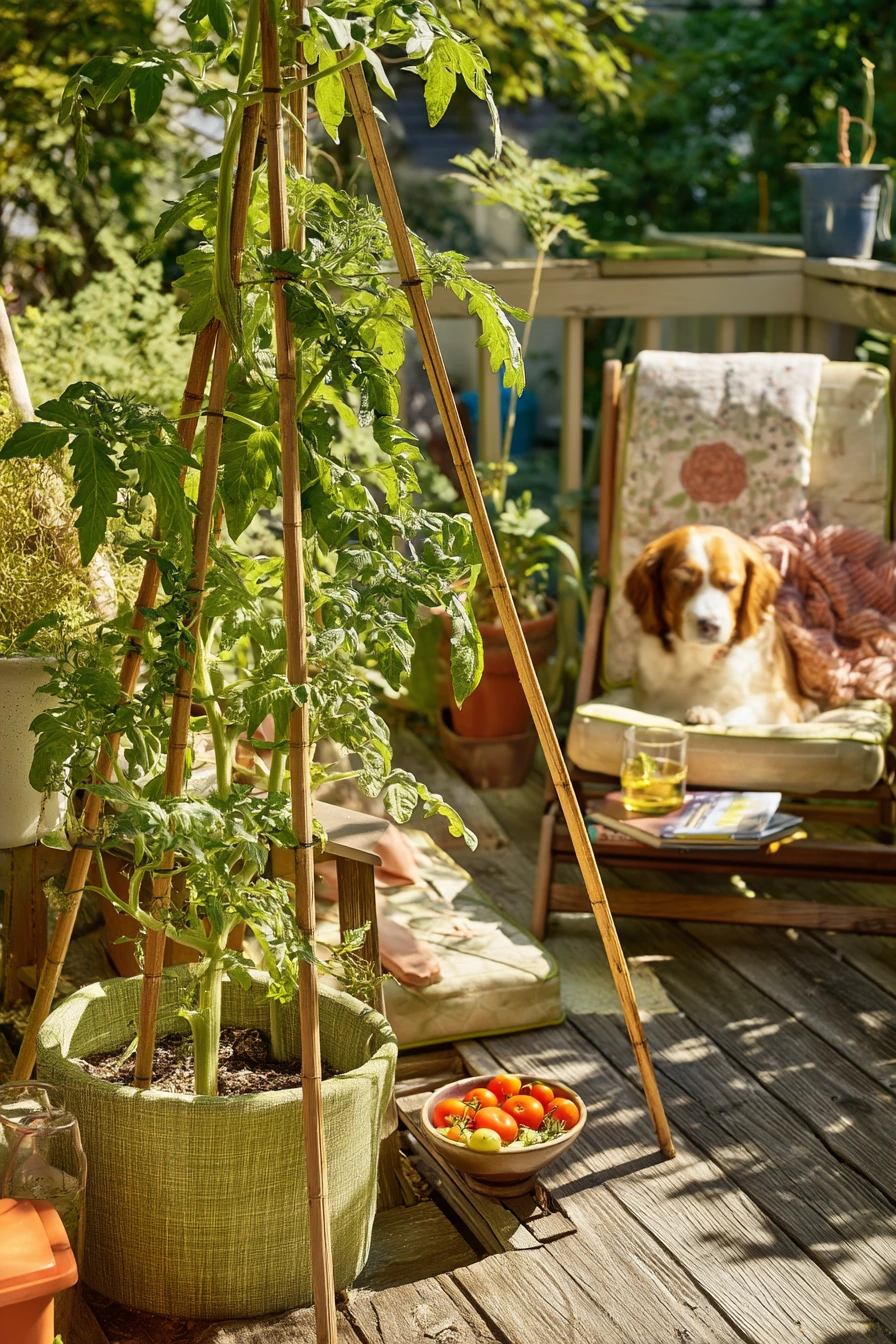 Container Garden Trellis on a Sunny Deck