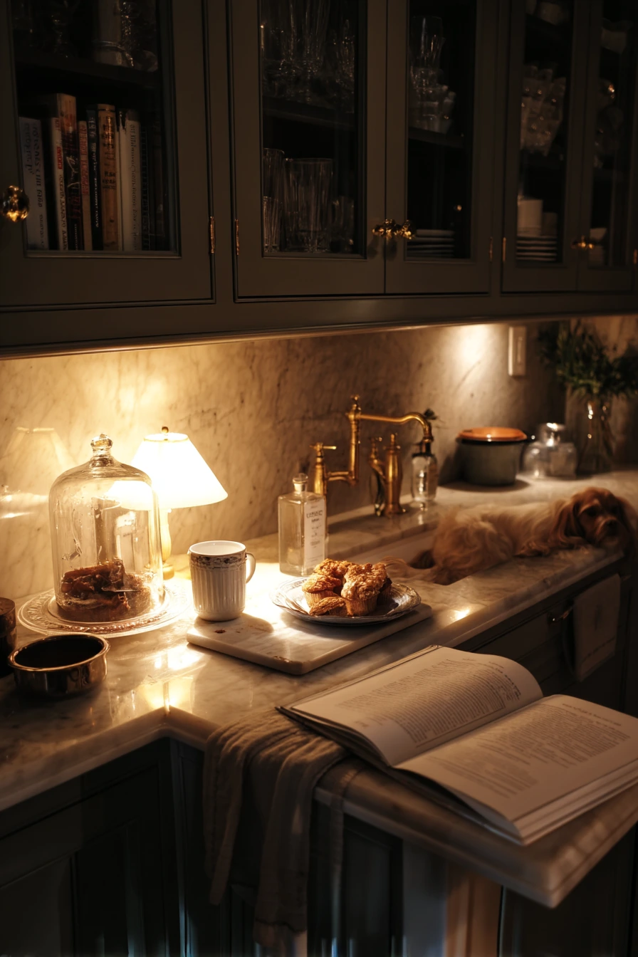 Evening Townhouse Kitchen with Ambient Glow