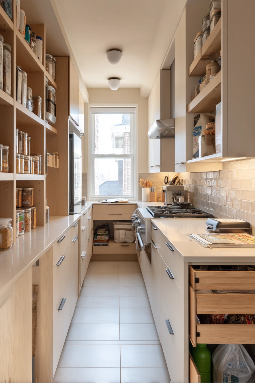 Narrow Kitchen, Smart Storage