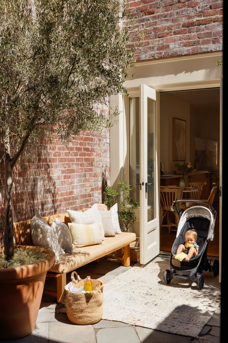 Narrow Patio Lounge for a Young Family