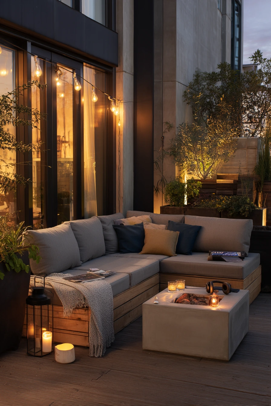 Evening Patio with String Lights