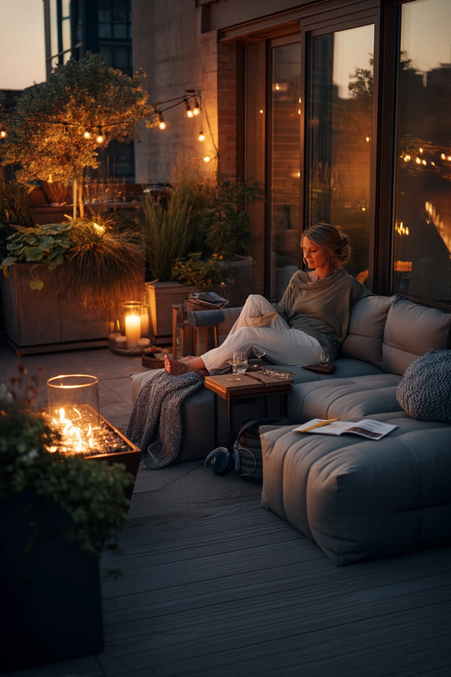 Evening Patio with String Lights