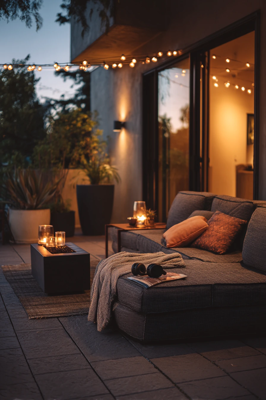Evening Patio with String Lights