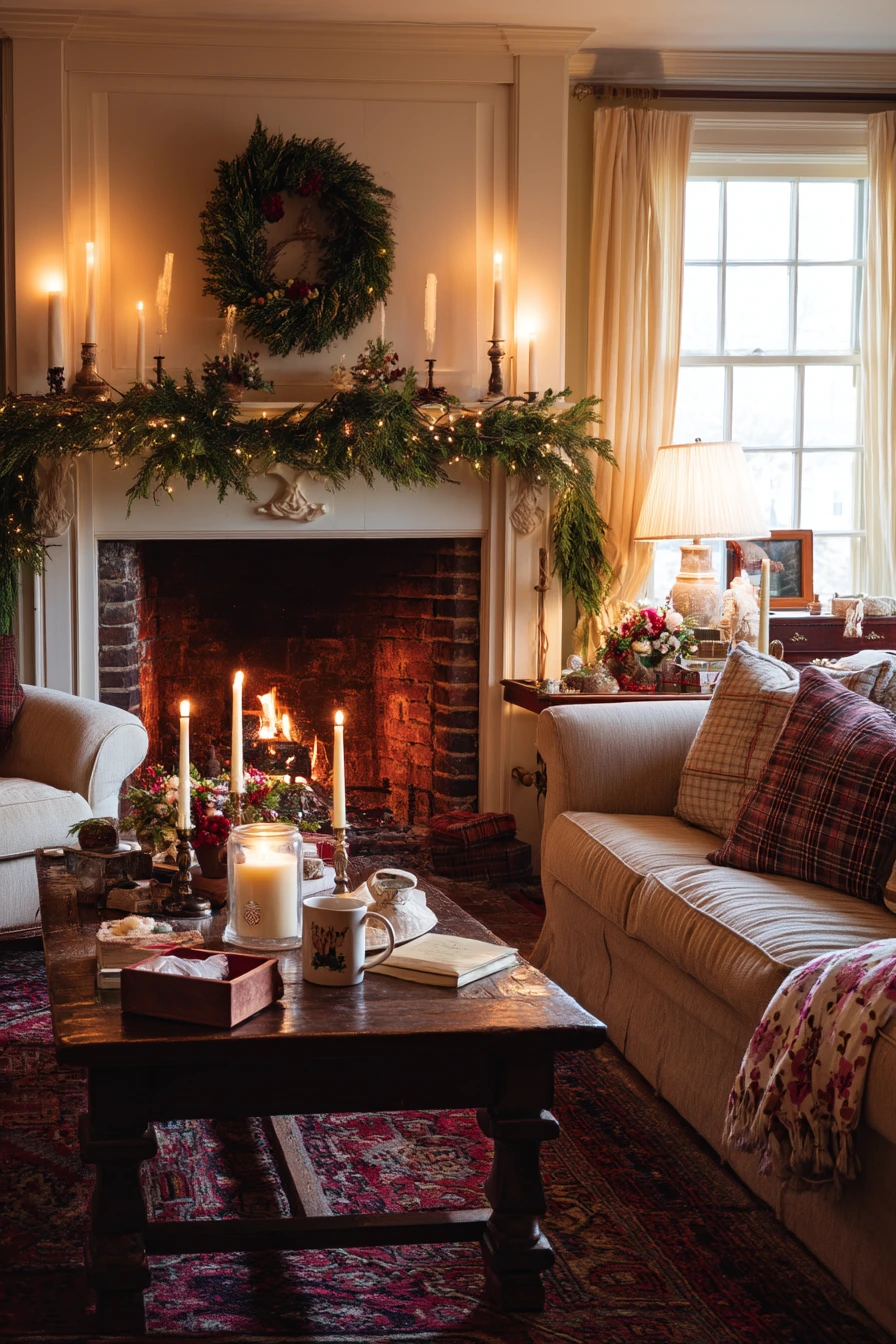 Holiday Mantel in a Real Home