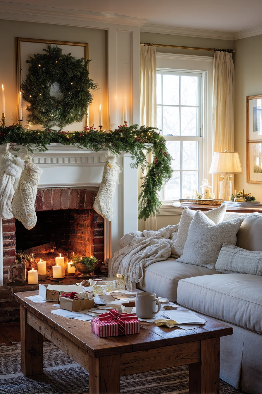 Holiday Mantel in a Real Home