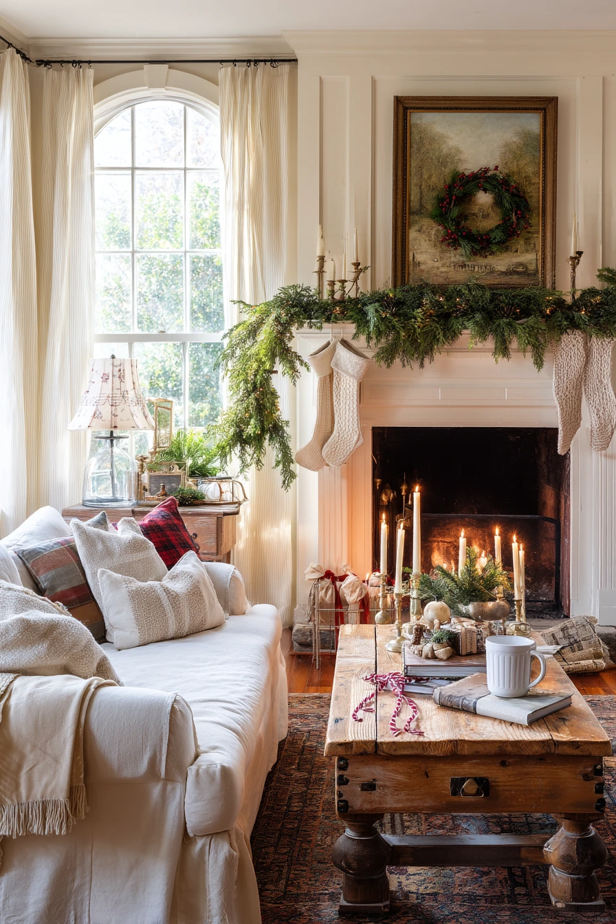 Holiday Mantel in a Real Home