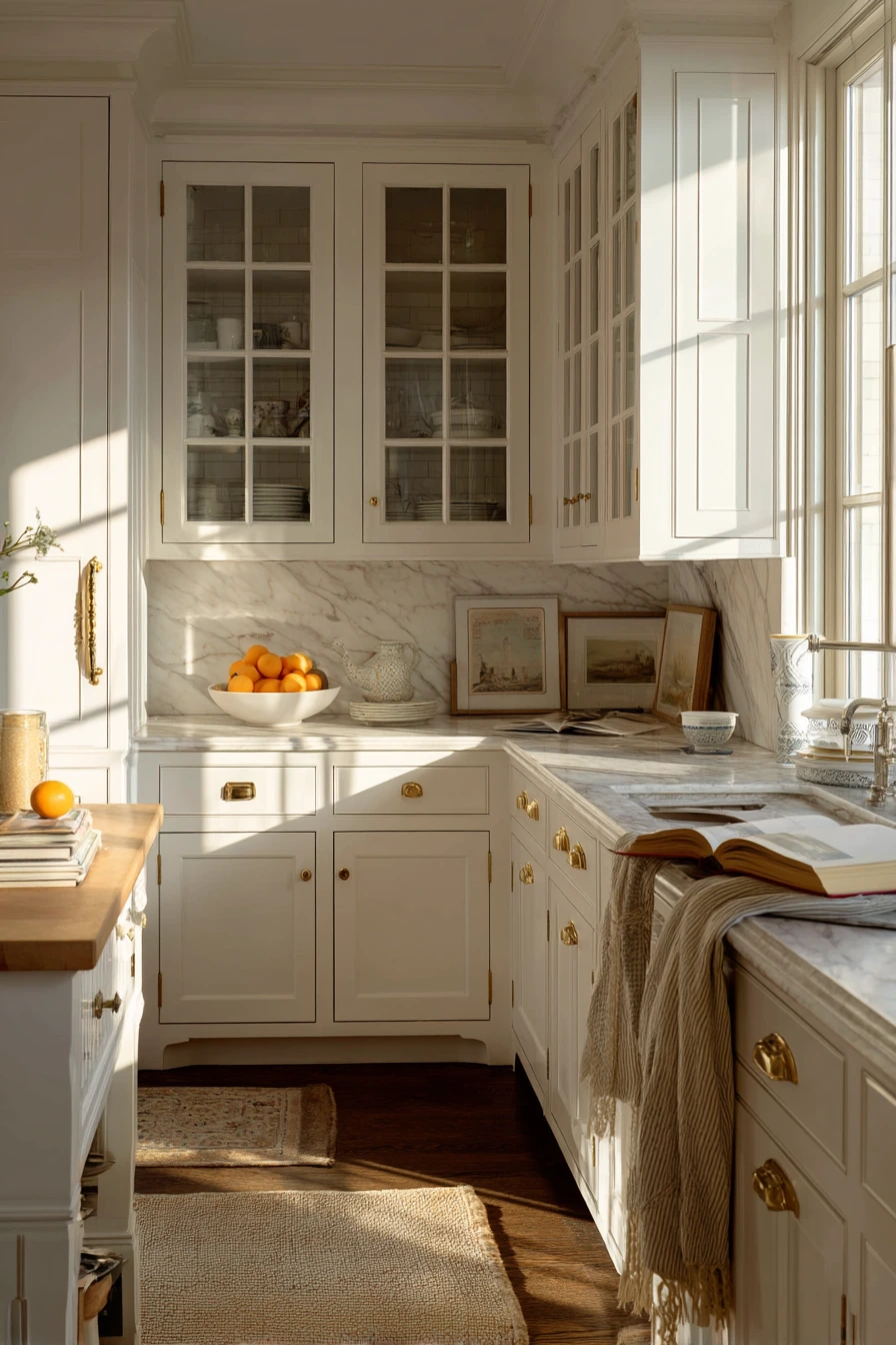 Classic White Kitchen at Golden Hour