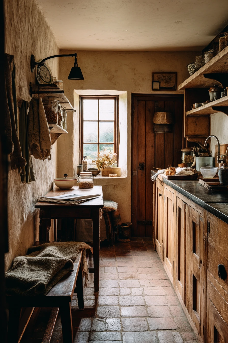Rustic Traditional Kitchen with Pet Life