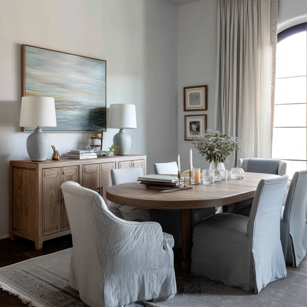 4. Layered Neutral Dining Space