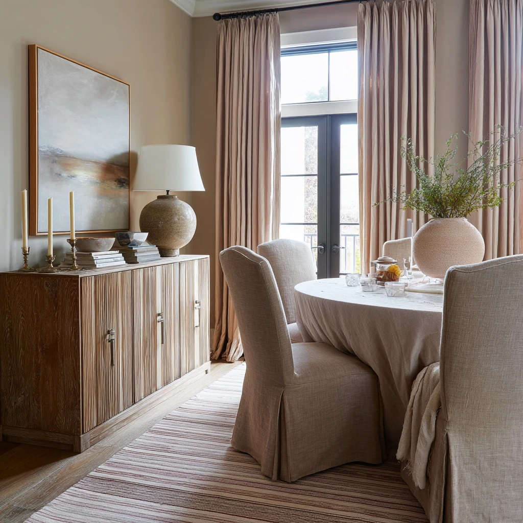 4. Layered Neutral Dining Space