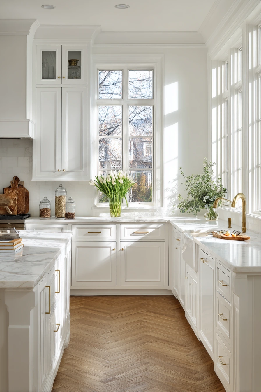 Classic Kitchen With Brass and Marble
