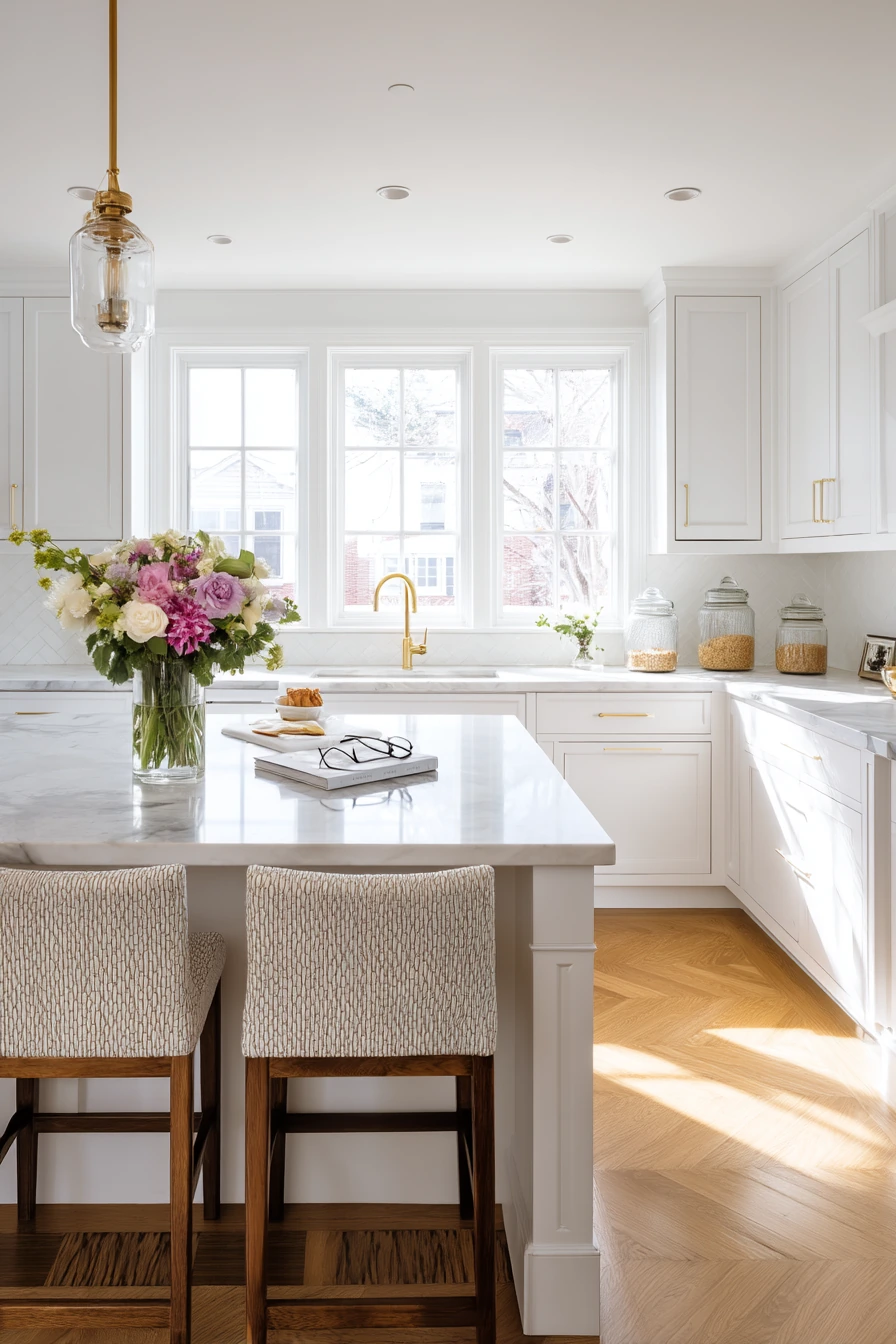 Classic Kitchen With Brass and Marble