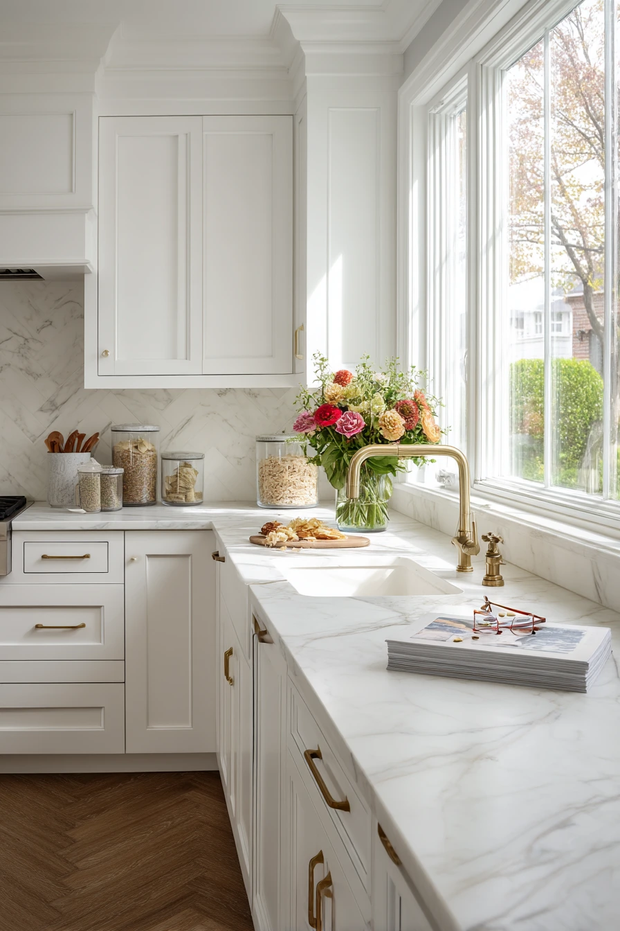 Classic Kitchen With Brass and Marble