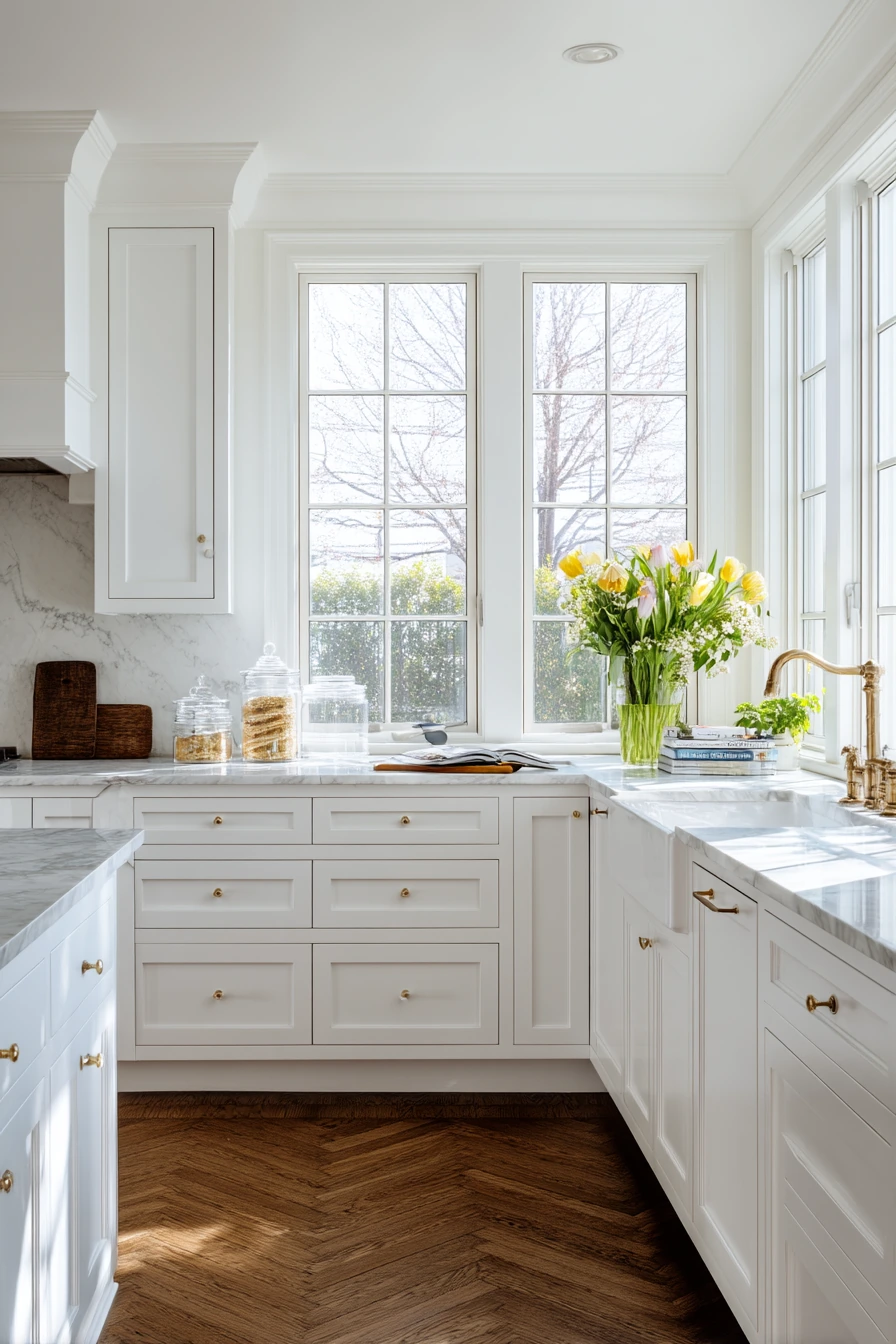 Classic Kitchen With Brass and Marble