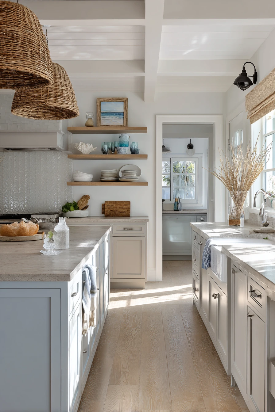 Coastal Transitional Kitchen Morning Scene