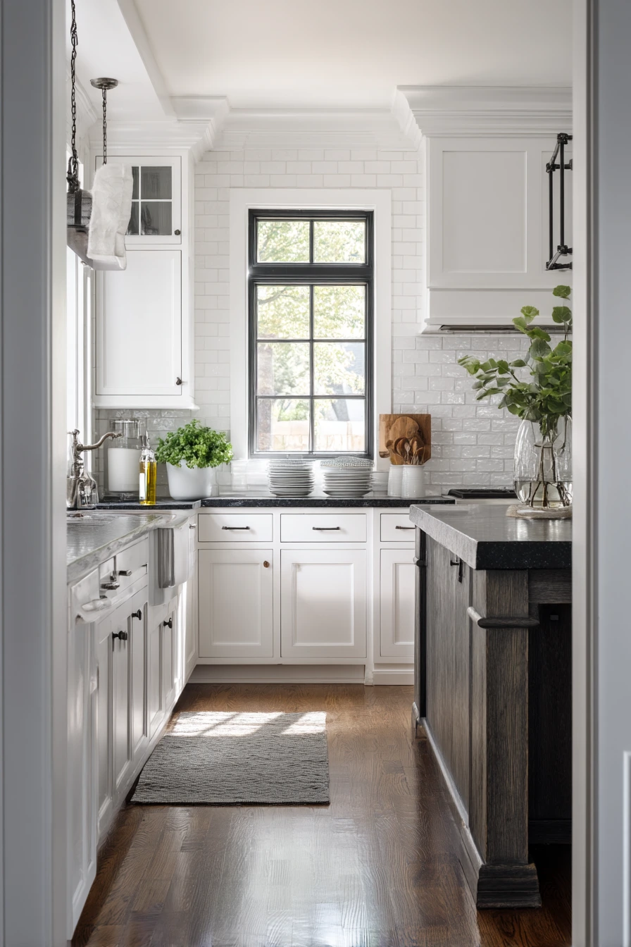 Fresh White Kitchen With Dark Contrast