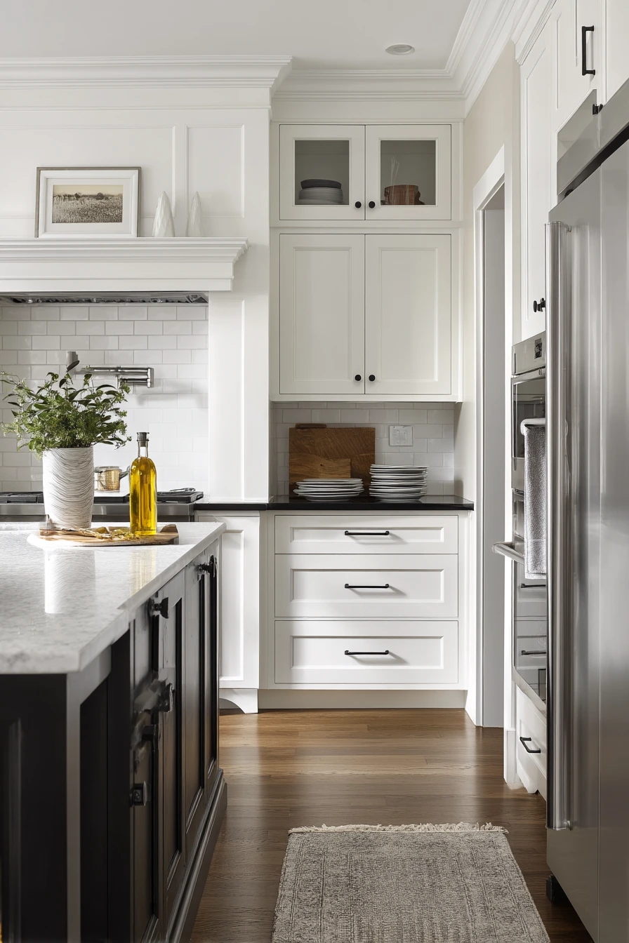 Fresh White Kitchen With Dark Contrast