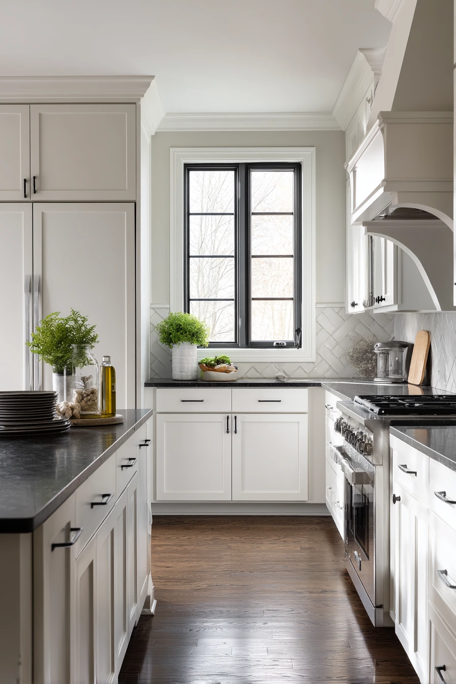 Fresh White Kitchen With Dark Contrast