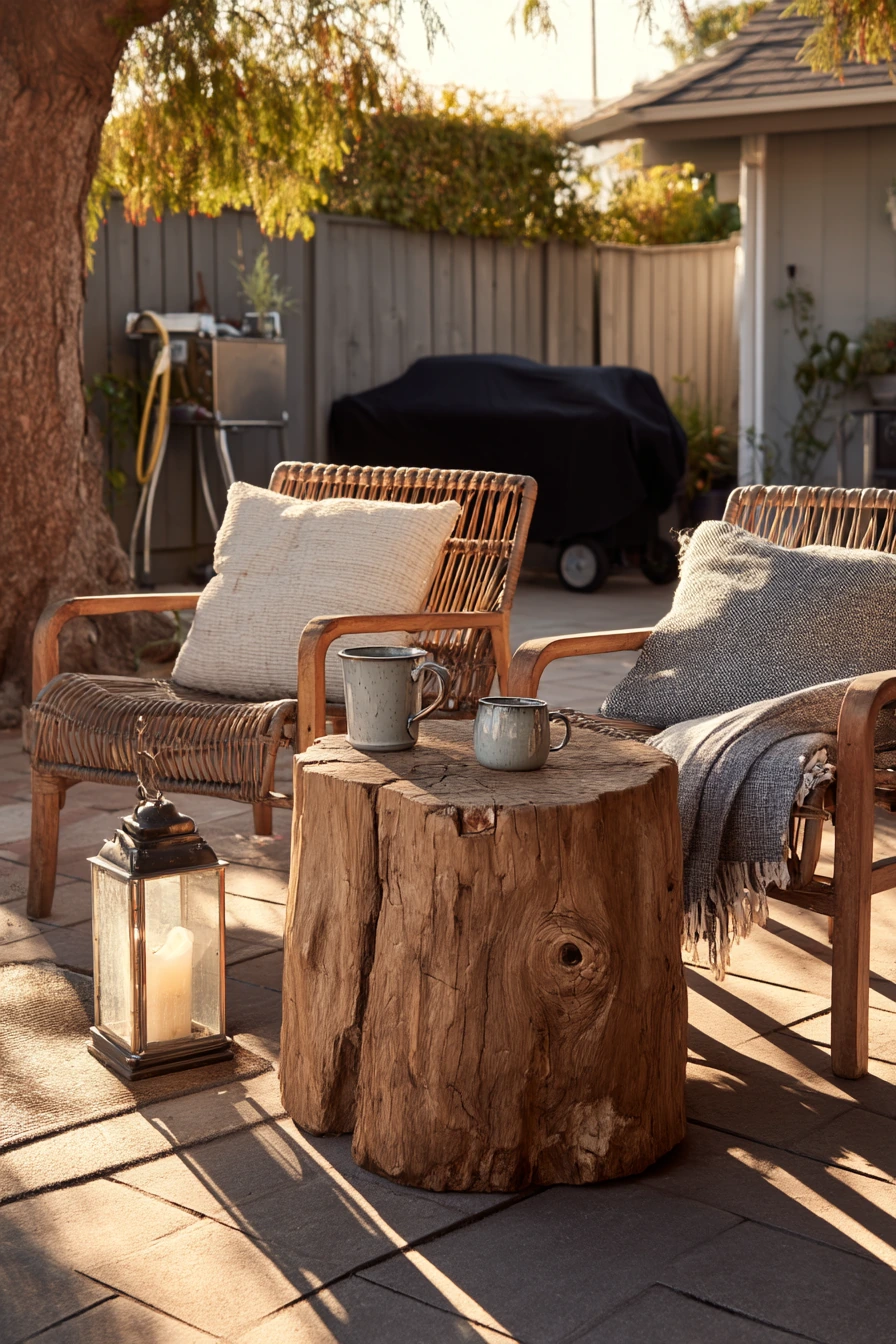 Patio Lantern Stump Table