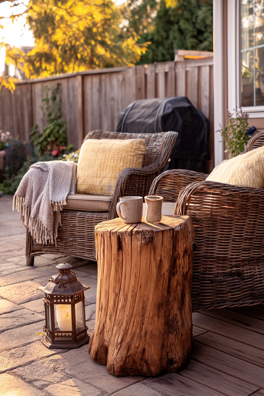 Patio Lantern Stump Table