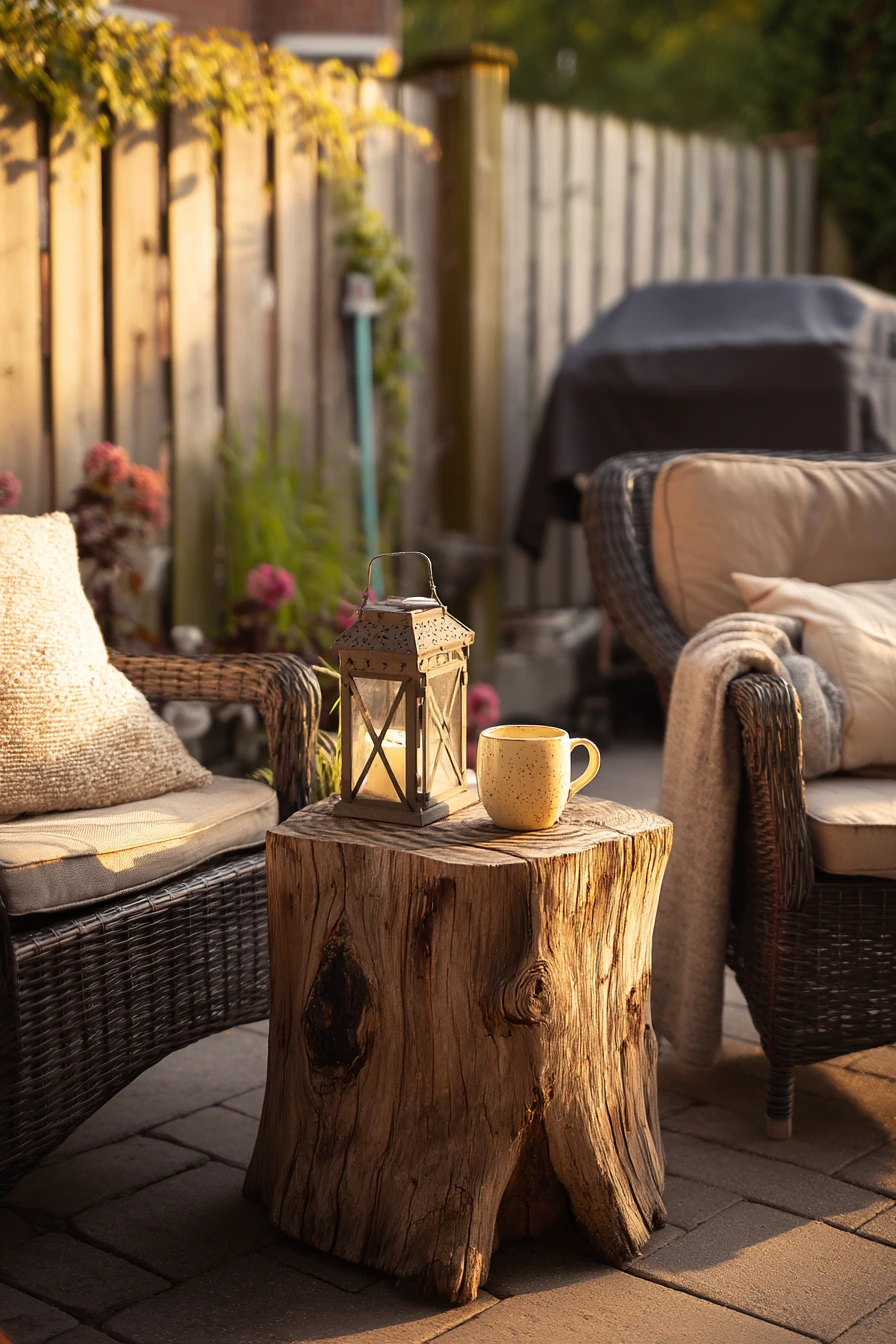 Patio Lantern Stump Table