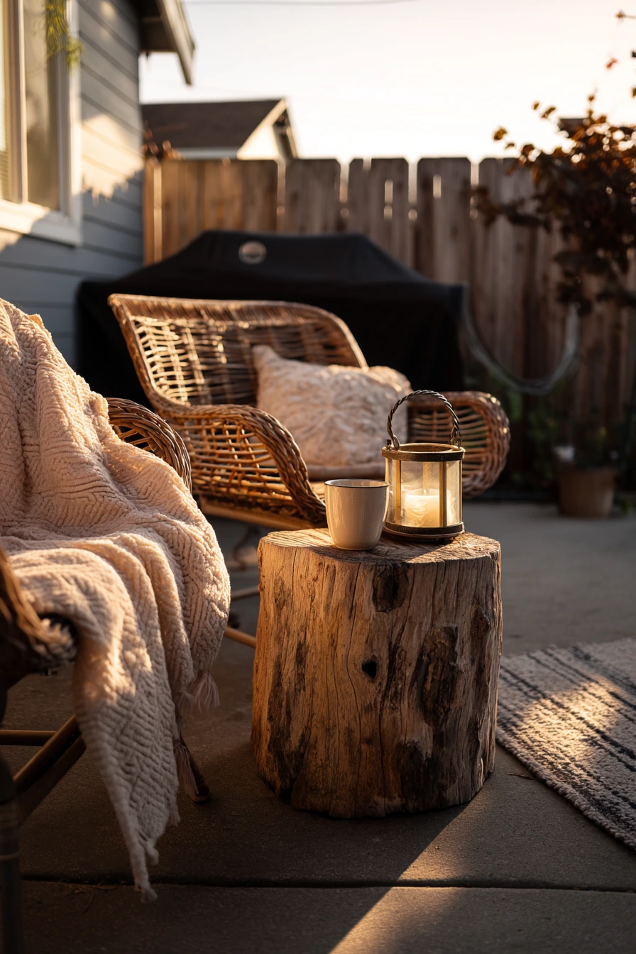 Patio Lantern Stump Table