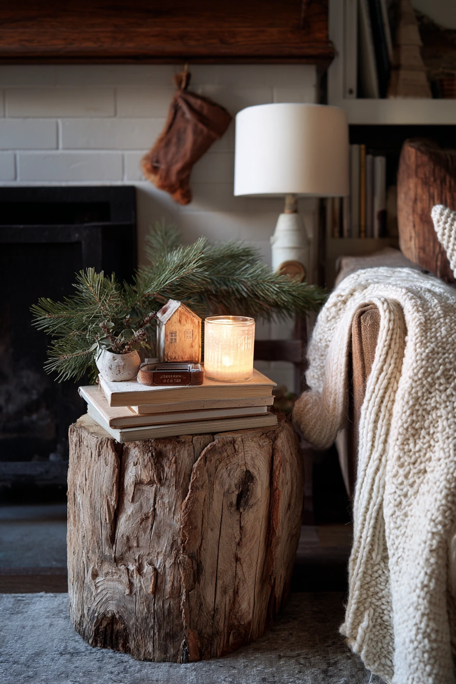 Holiday Hearth Stump Display