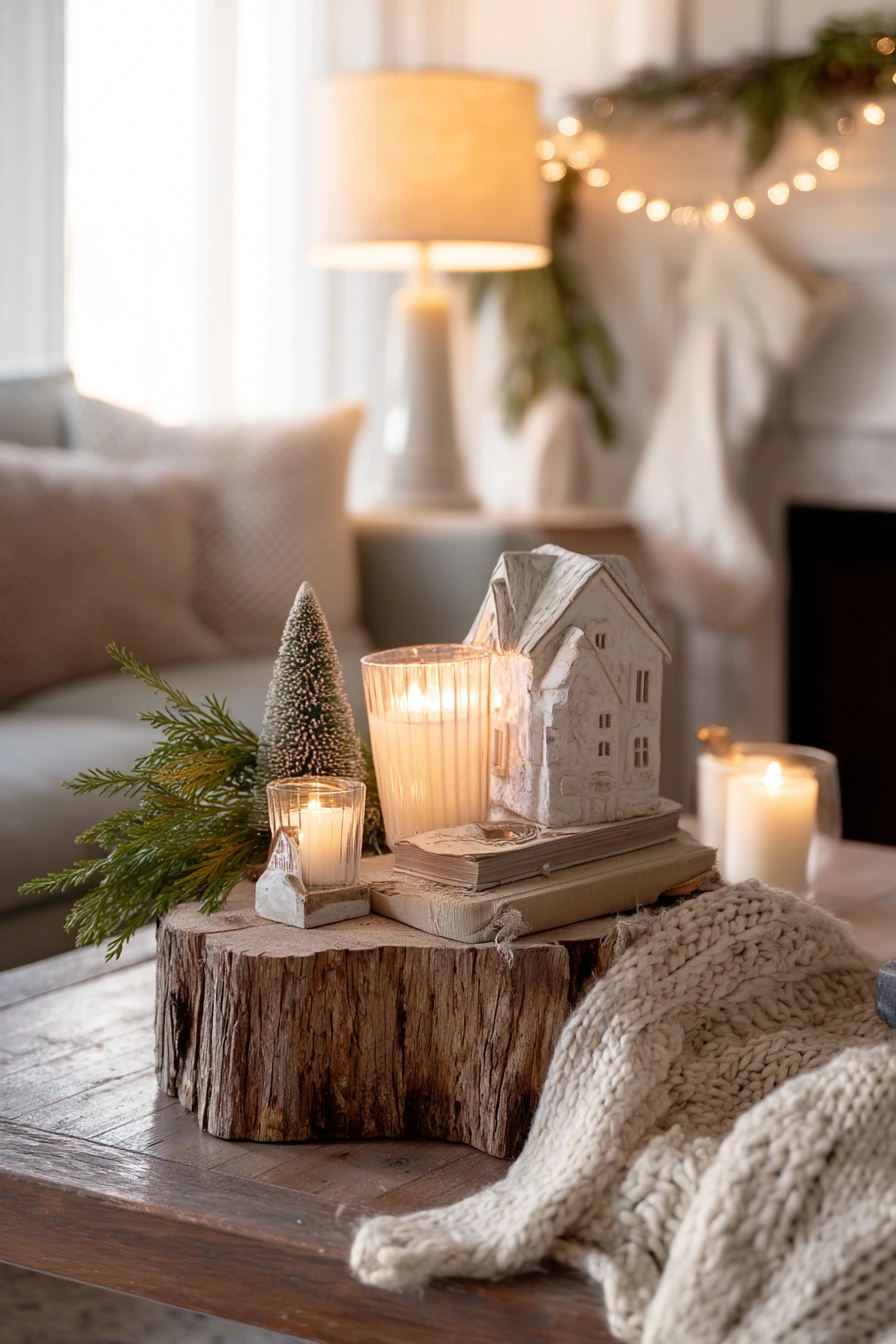 Holiday Hearth Stump Display