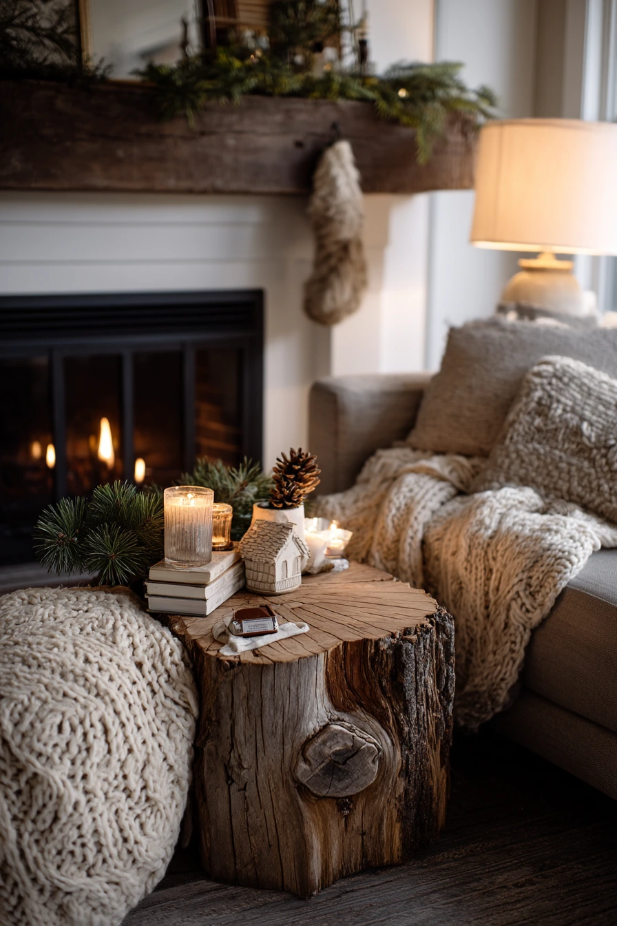 Holiday Hearth Stump Display