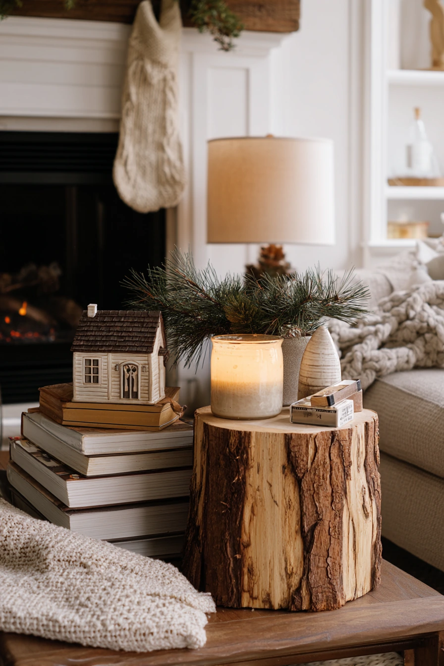 Holiday Hearth Stump Display