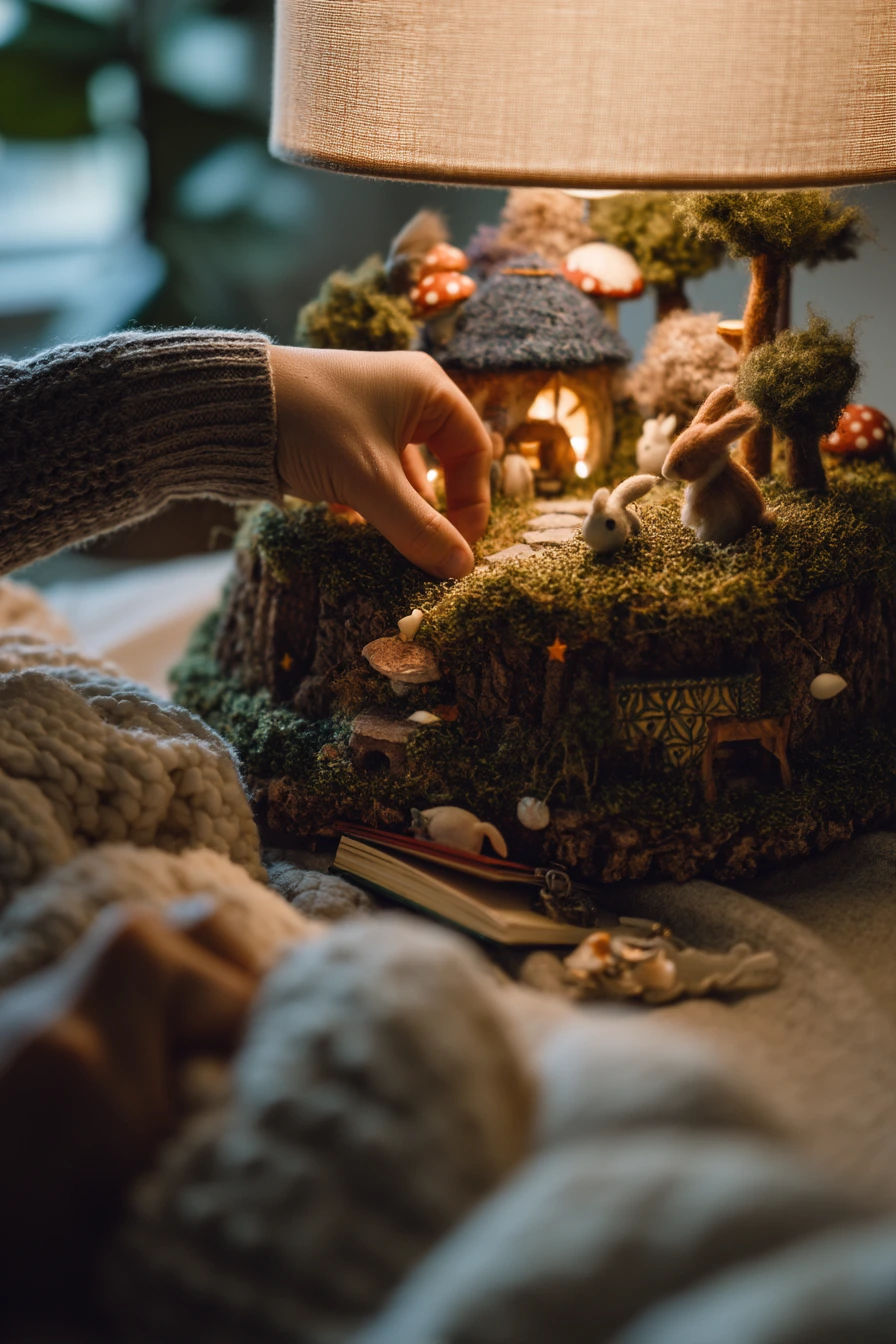 Indoor Tree Stump Fairy Garden for a Nursery Shelf