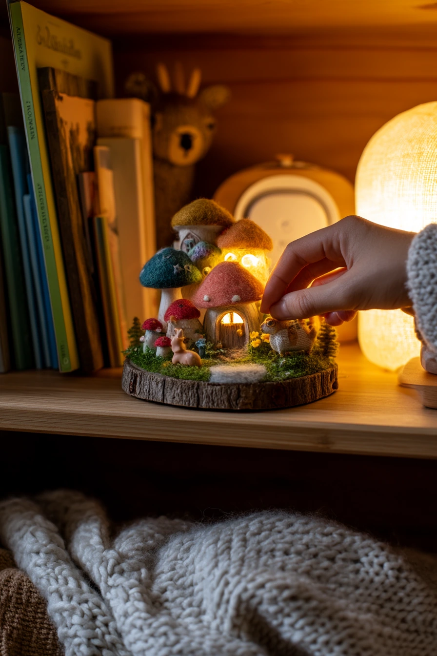 Indoor Tree Stump Fairy Garden for a Nursery Shelf