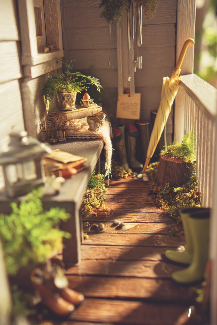 Porch Stump Fairy Garden in a Small-Space Entry