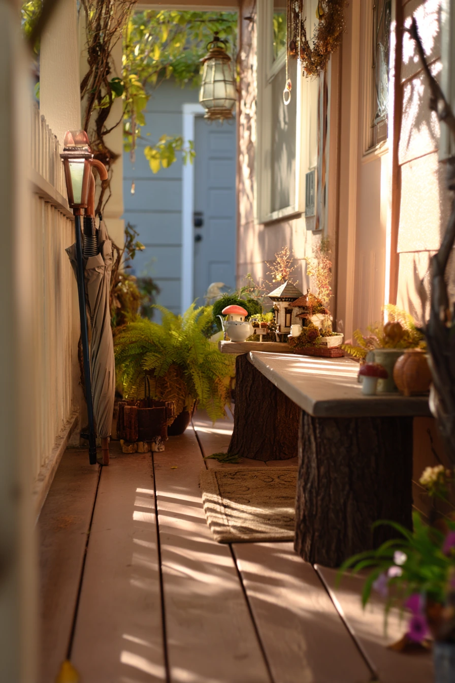 Porch Stump Fairy Garden in a Small-Space Entry