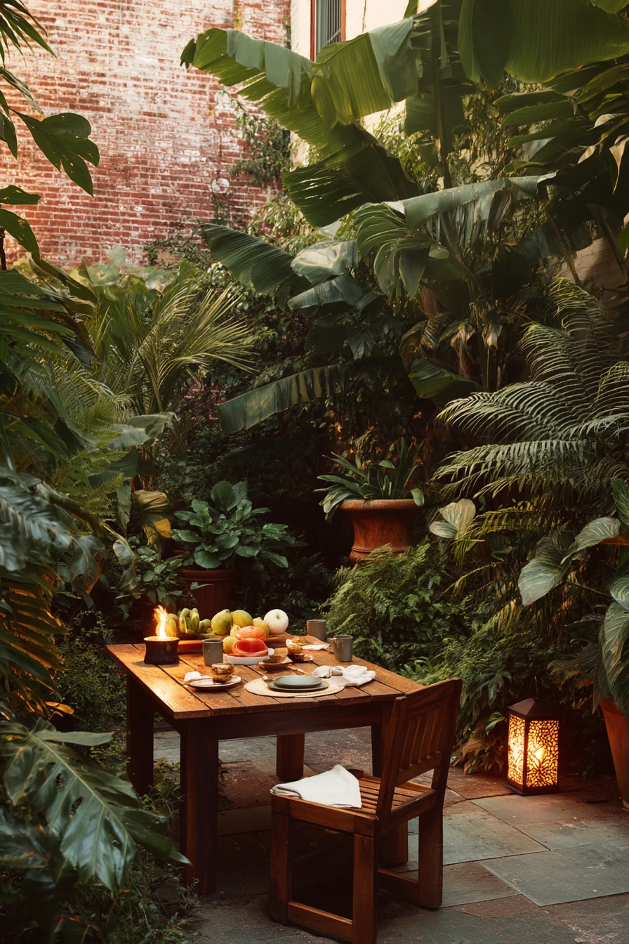 8. Tropical Courtyard Dining Corner